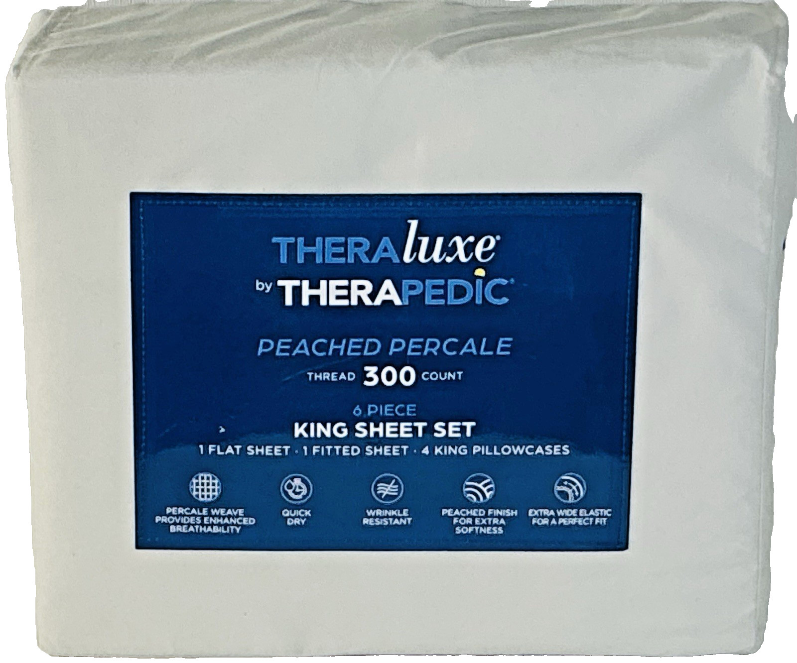 TheraLuxe by Therapedic 300 Tc  6 Pc Sheet Set King- Light Gray