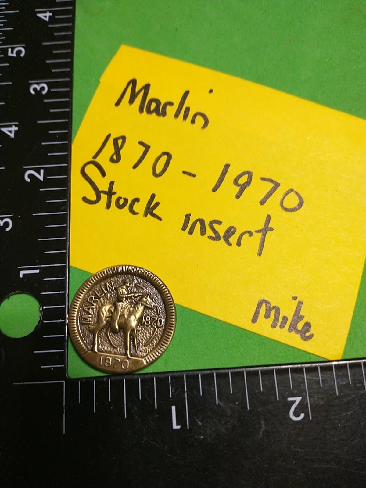 MARLIN 1870 - 1970 STOCK MEDALLION INSERT mike VINTAGE GUN PART 1\
