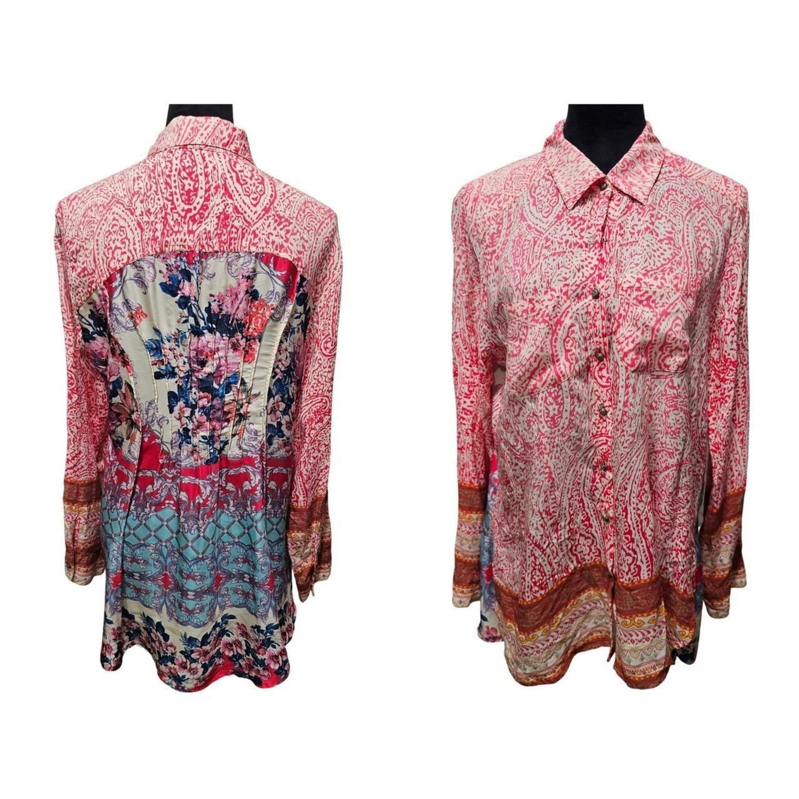 Beautiful Designer Anthropologie Aratta Silent Journey Button Down Shirt Sz L