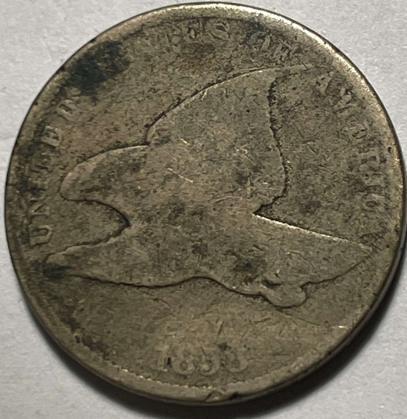 1858 Flying Eagle cent Large letters fair condition 