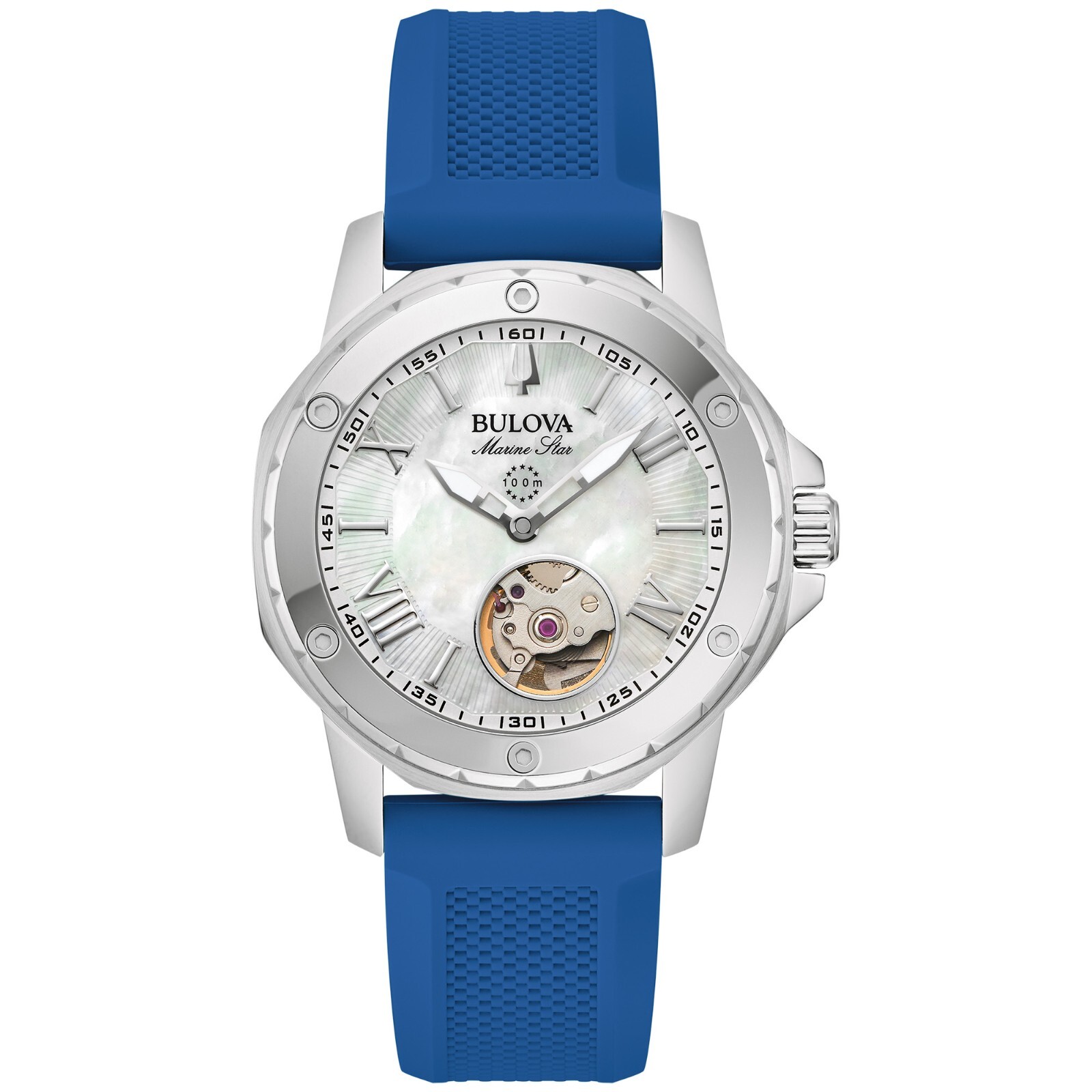 Bulova Women's Marine Star Automatic Skeleton Blue Silicon Watch 35 MM 96L324 Bulova Women's Marine Star Automatic Skeleton Blue Silicon Watch 35 MM 96L324
