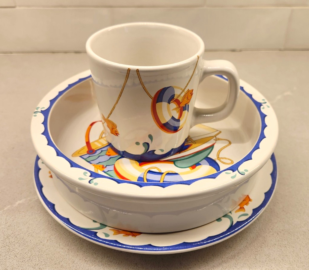Tiffany & Co. Tiffany Seashore Nautical Cup & Saucer Set Ceramic 8 oz