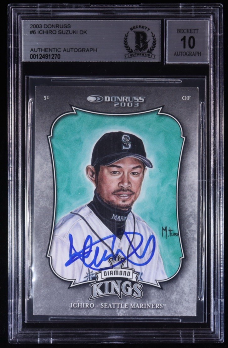 2003 Donruss Diamond Kings Ichiro Suzuki Mariners Auto #6 BGS 10 BAS 2003 Donruss Diamond Kings Ichiro Suzuki Mariners Auto #6 BGS 10 BAS