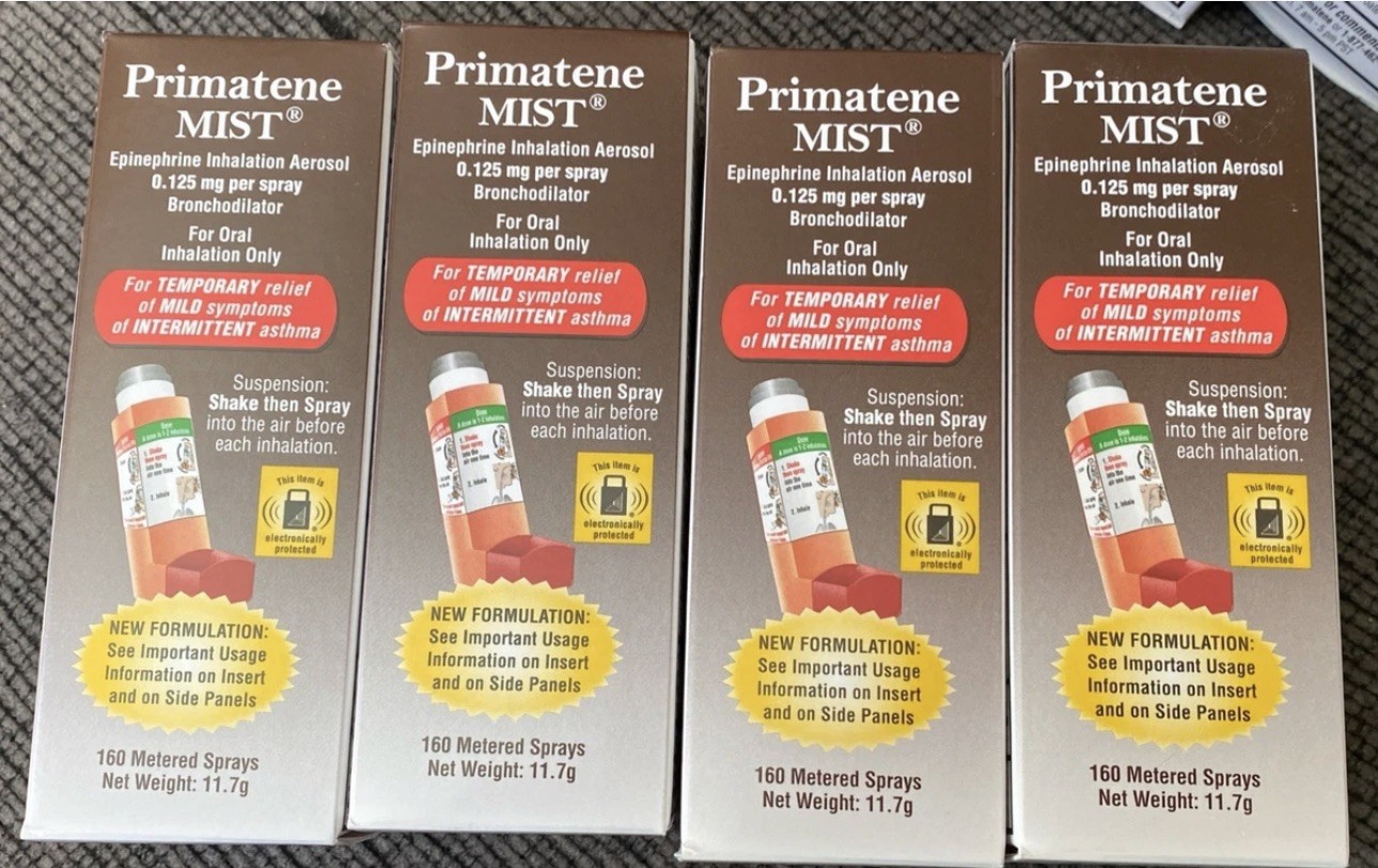 4 Pack Primatene Mist Epinephrine Inhalation Aerosol 160 Sprays Exp 05/2027+