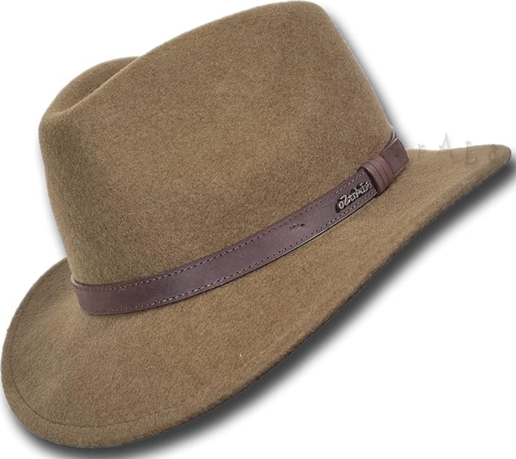 Oztrala Australian Wool Felt Hat Indiana Jones Fedora Men\'s Leather Band NEW XL