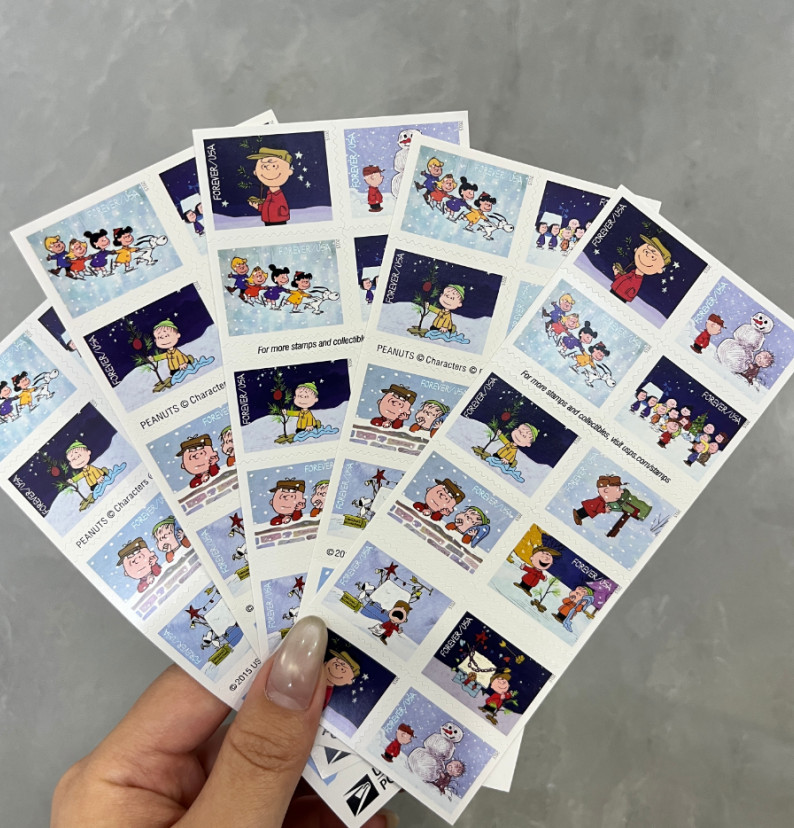 2015 USPS Charlie Brown Christmas First Class Letter Stamps, 5 Sheets of 20