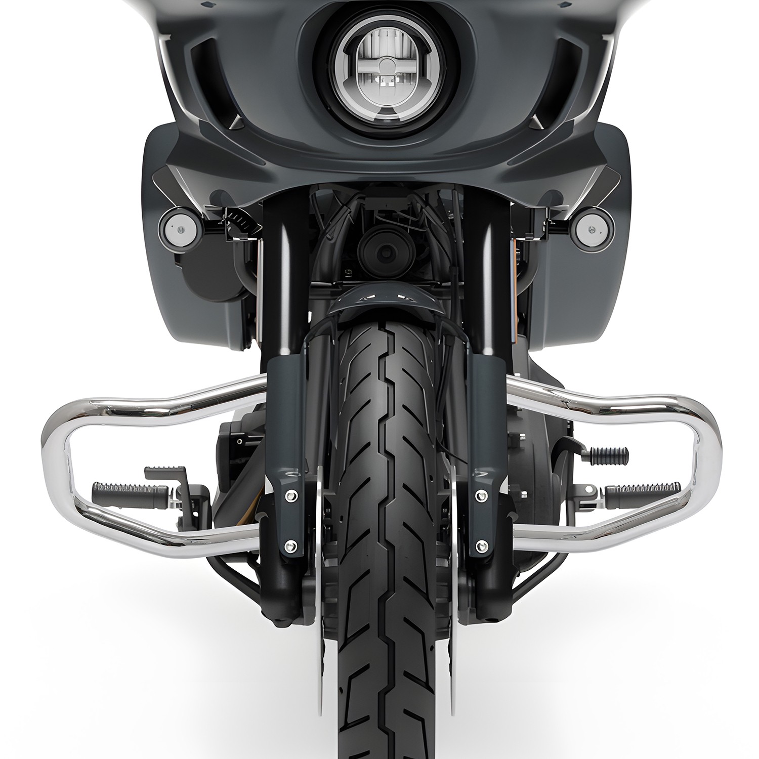 Black/Chrome Chopped Engine Guard Highway Crash Bar For Harley Touring 2014-2022