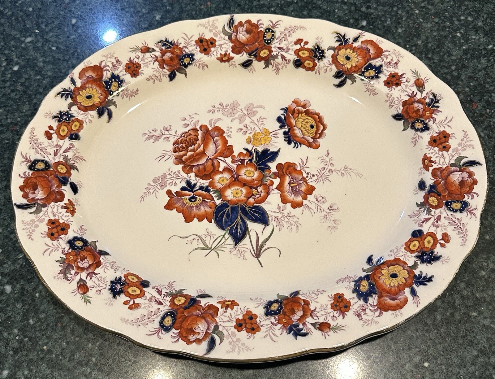 Vintage ROYAL CAULDON MAJESTIC 15“ OVAL SERVING PLATTER ENGLAND ONLY 1 This Big