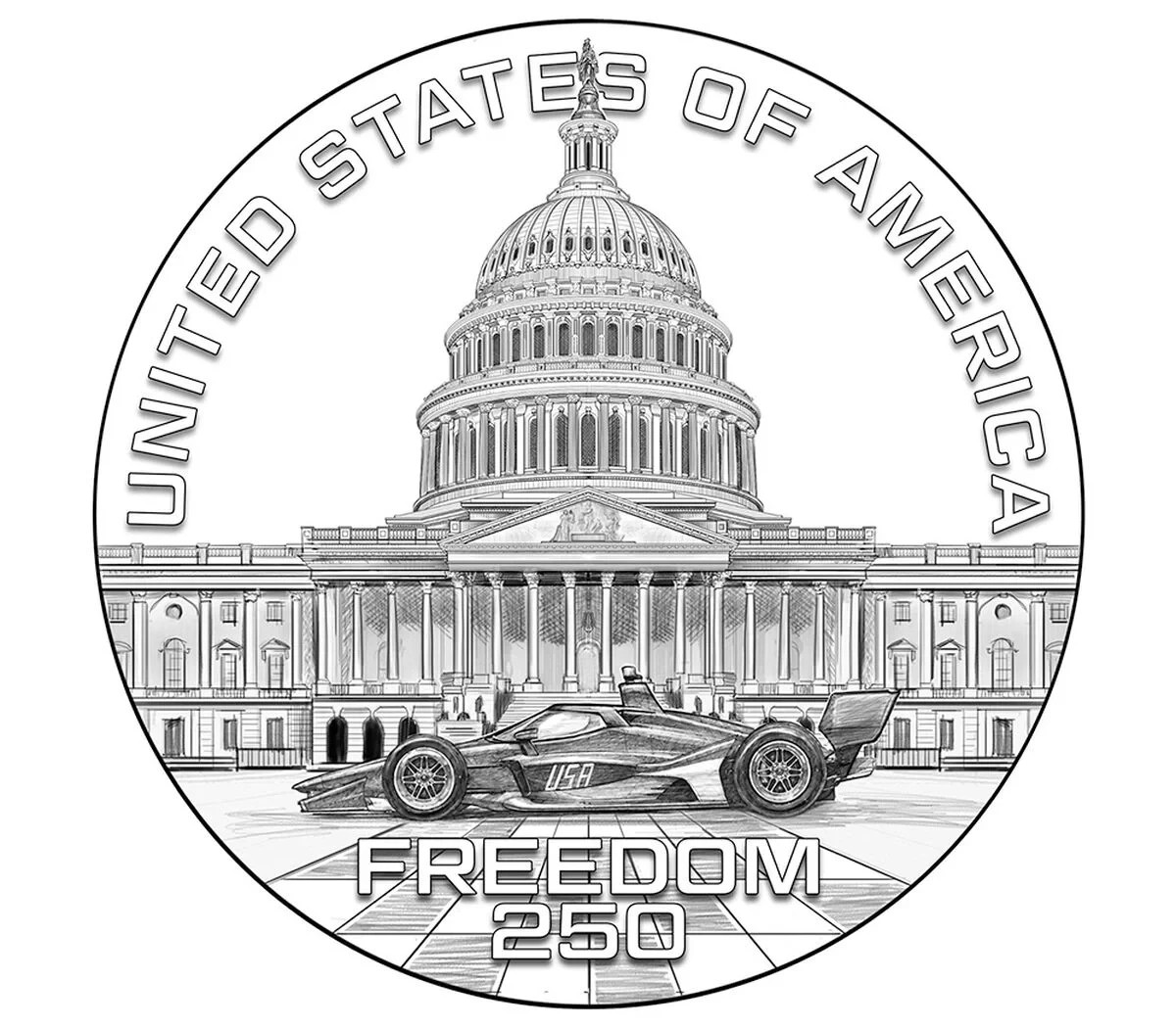 2026 P American Freedom 250 Race Car Medal Roger Penske U.S. Mint *Pre-Sale*