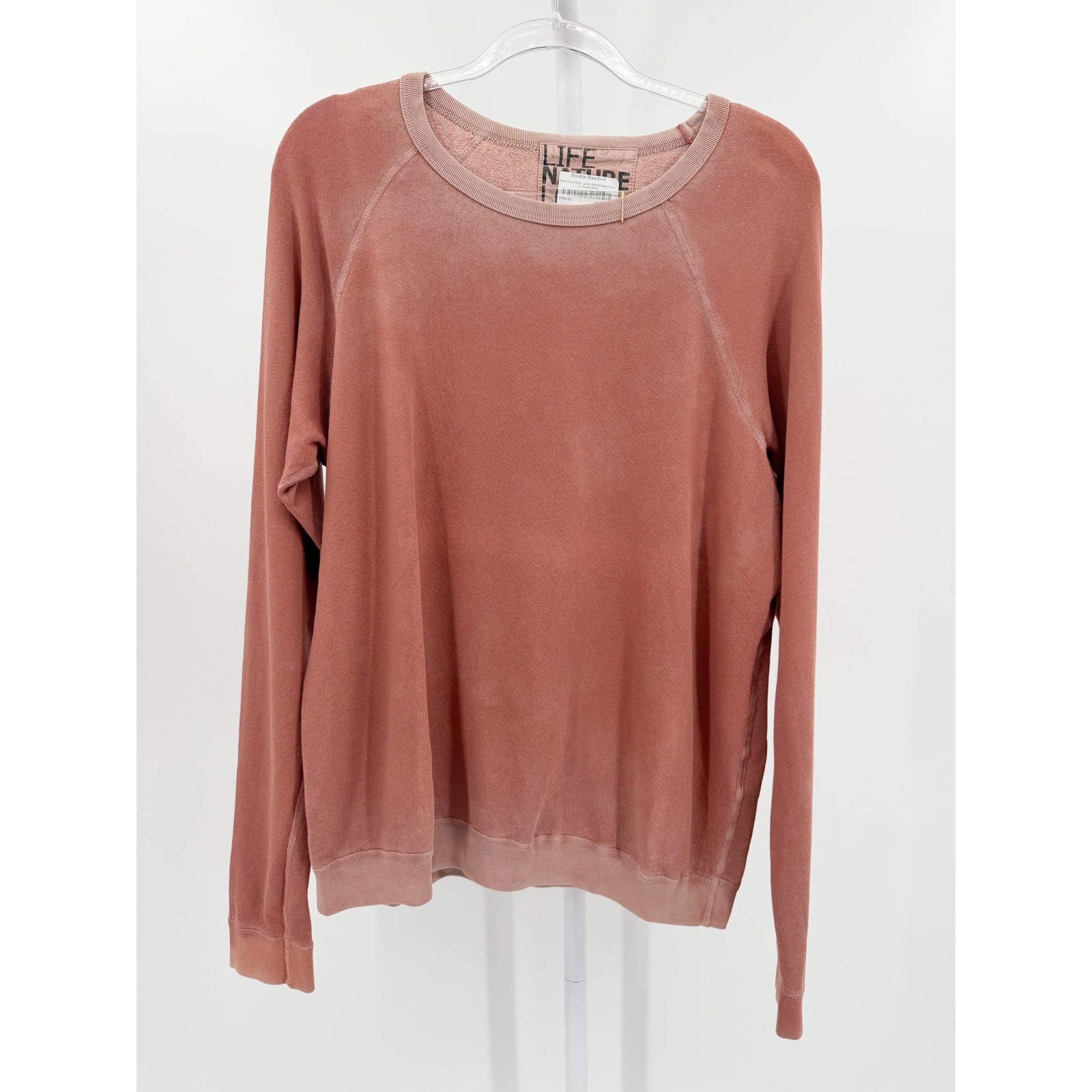 FREECITY Lucky Rabbit Sweatshirt Large NWT Rust Orange Faded Hunky Dory Raglan