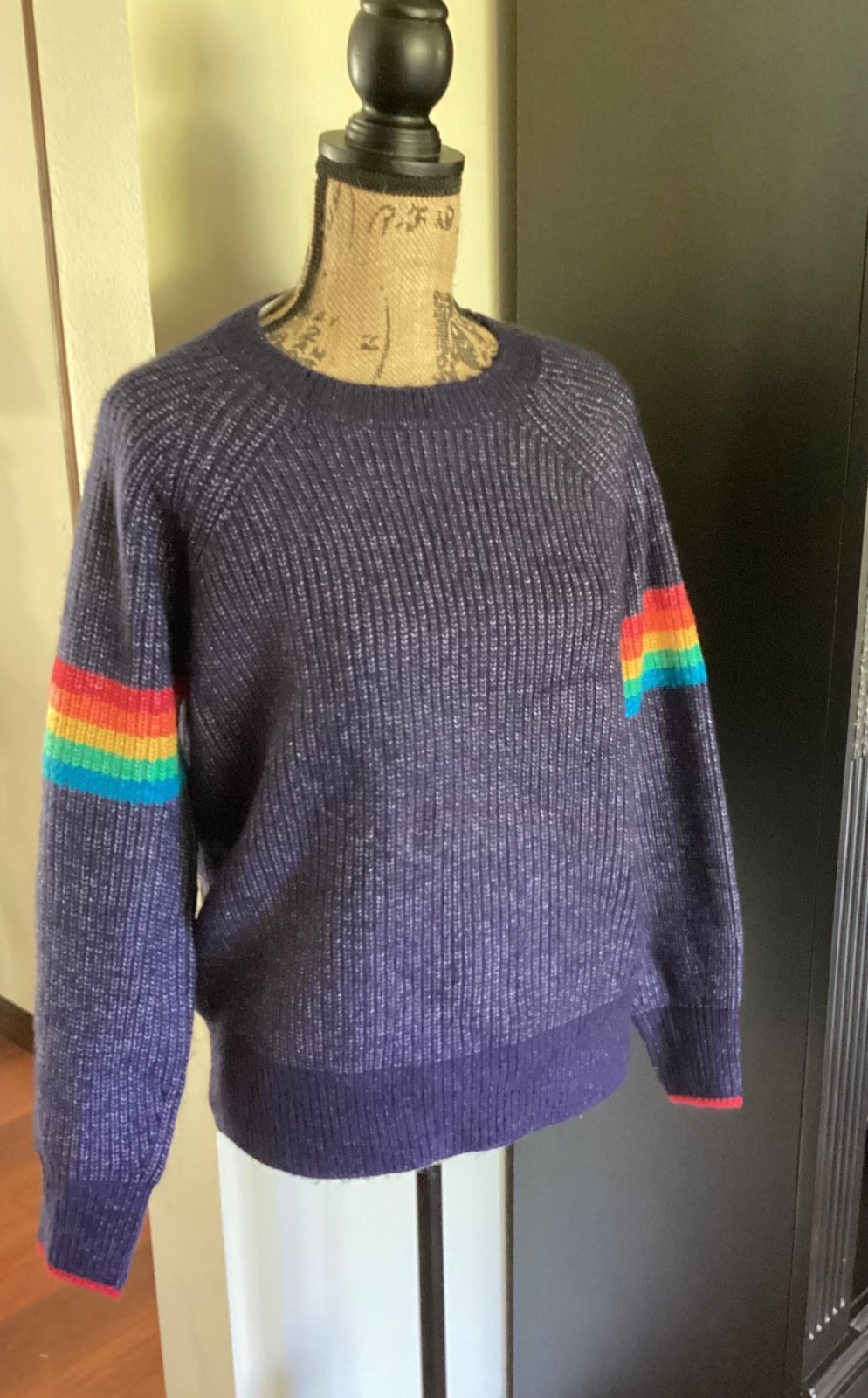 NWT JOULES French Navy Anna Pullover Sweater Long Sleeves Rainbow Stripe Sz US 8 NWT JOULES French Navy Anna Pullover Sweater Long Sleeves Rainbow Stripe Sz US 8