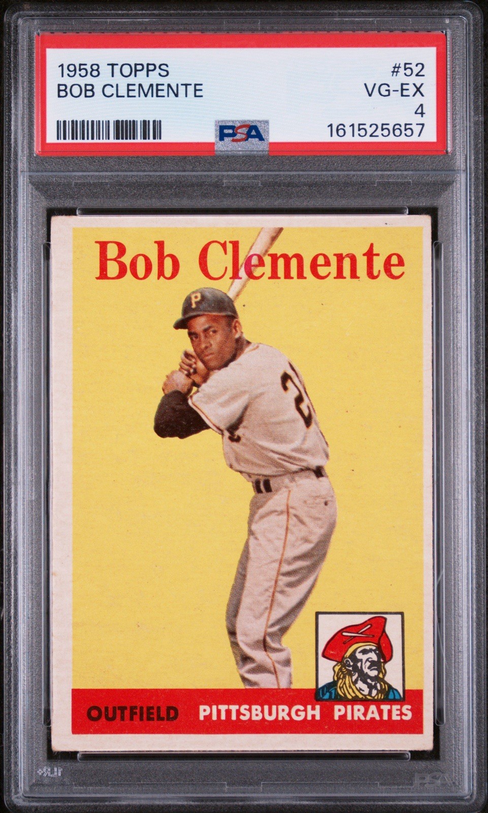 1958 Topps #52 Bob Clemente - Pittsburg Pirates HOF - PSA 4 VG-EX