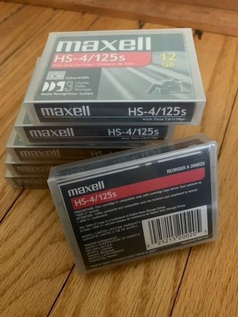 Lot Of 6 Maxell DDS-3 Data Tape Cartridges 12GB HS-4/125S NEW