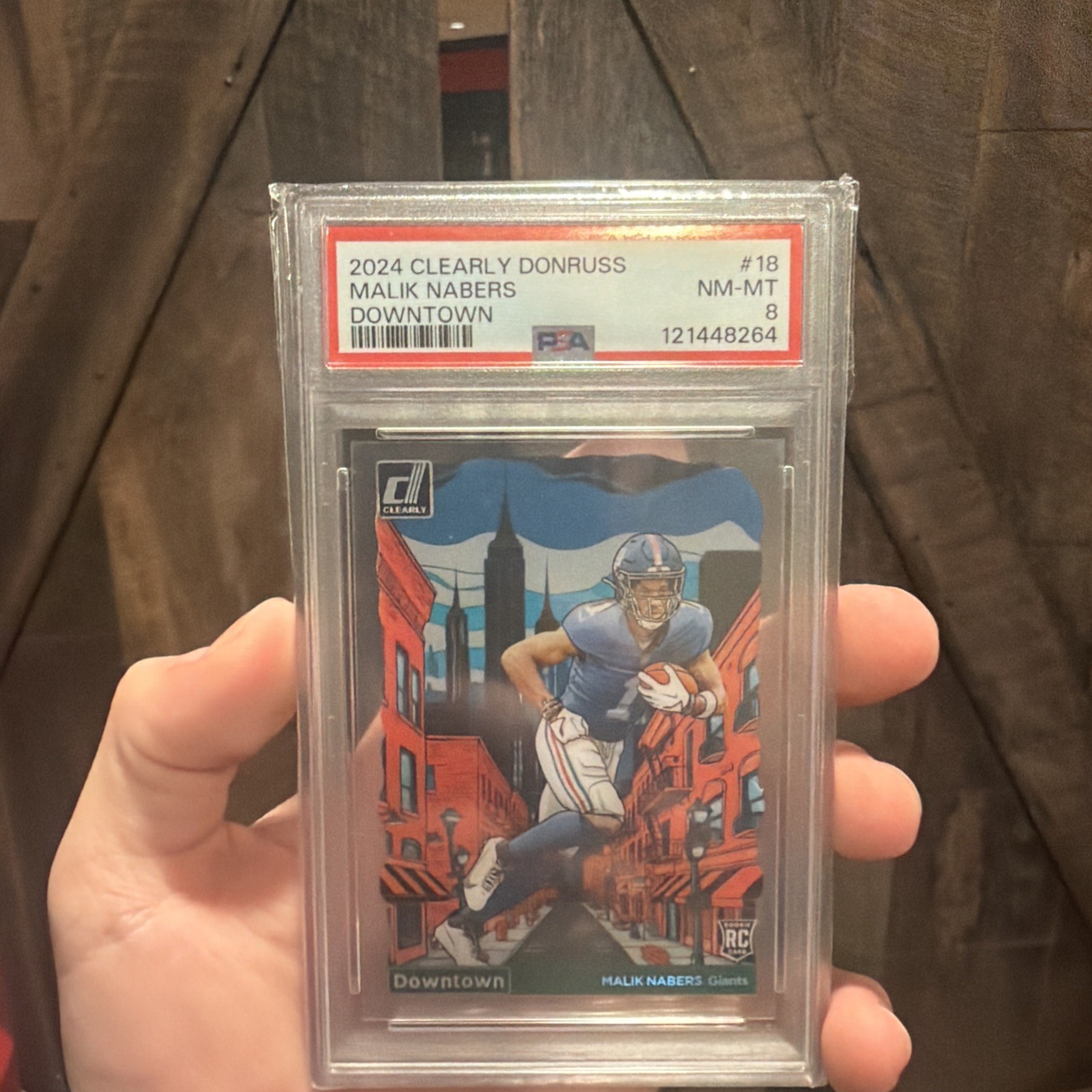 2024 Panini Clearly Donruss Malik Nabers Downtown RC SP Rookie Giants PSA 9