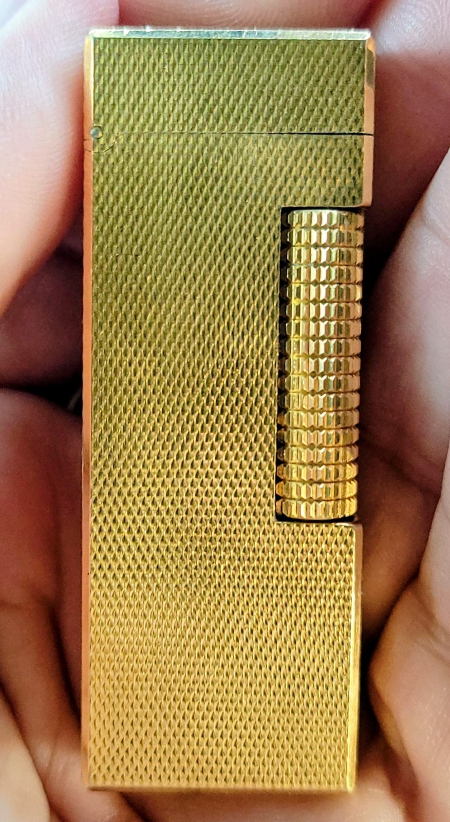 Dunhill Gold Tone Textured Lighter Made in Switzerland Vintage DAMAGED - AS IS