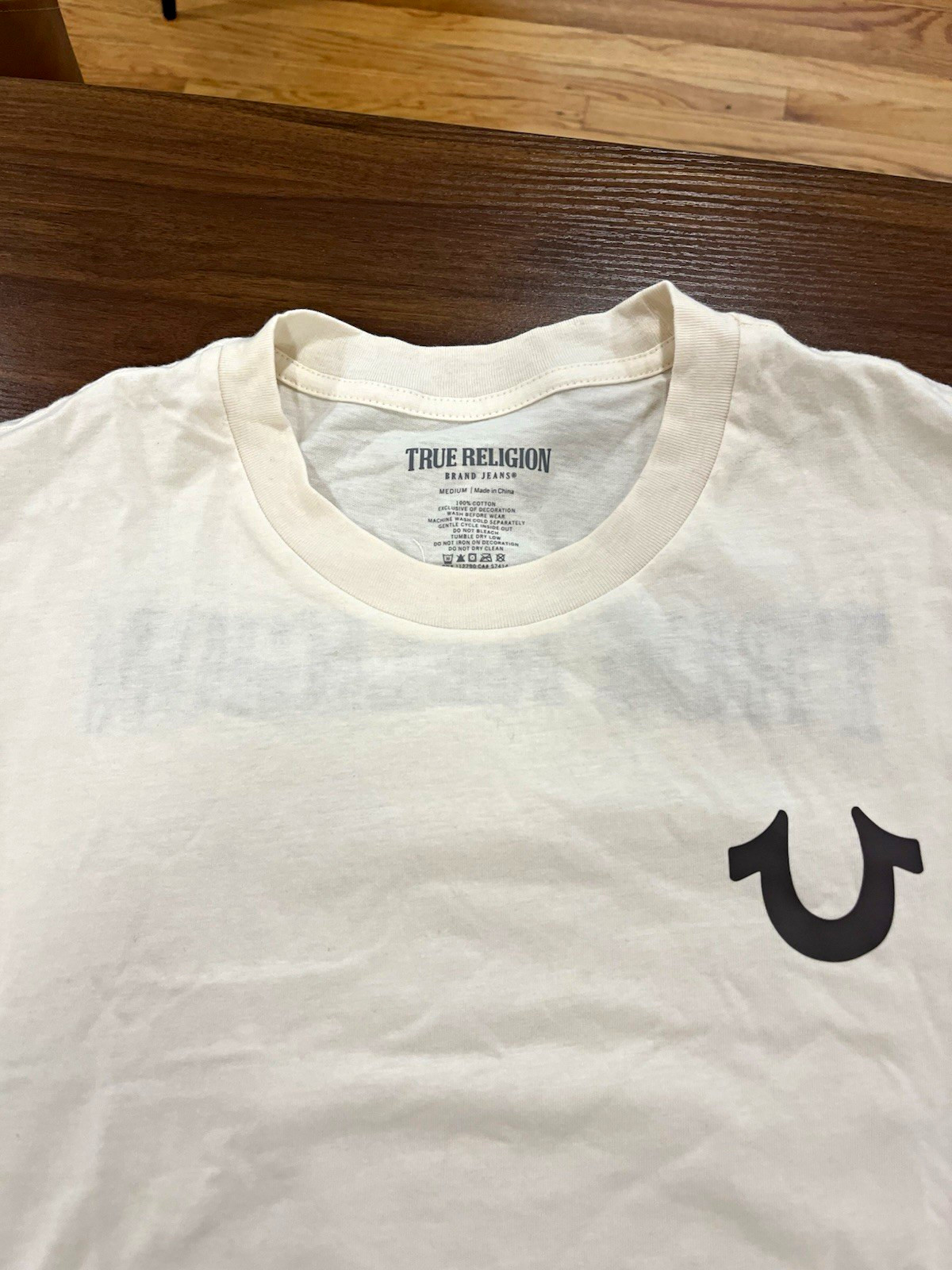 True Religion Men\'s White Graphic Logo Cotton Jersey Crewneck T-Shirt M