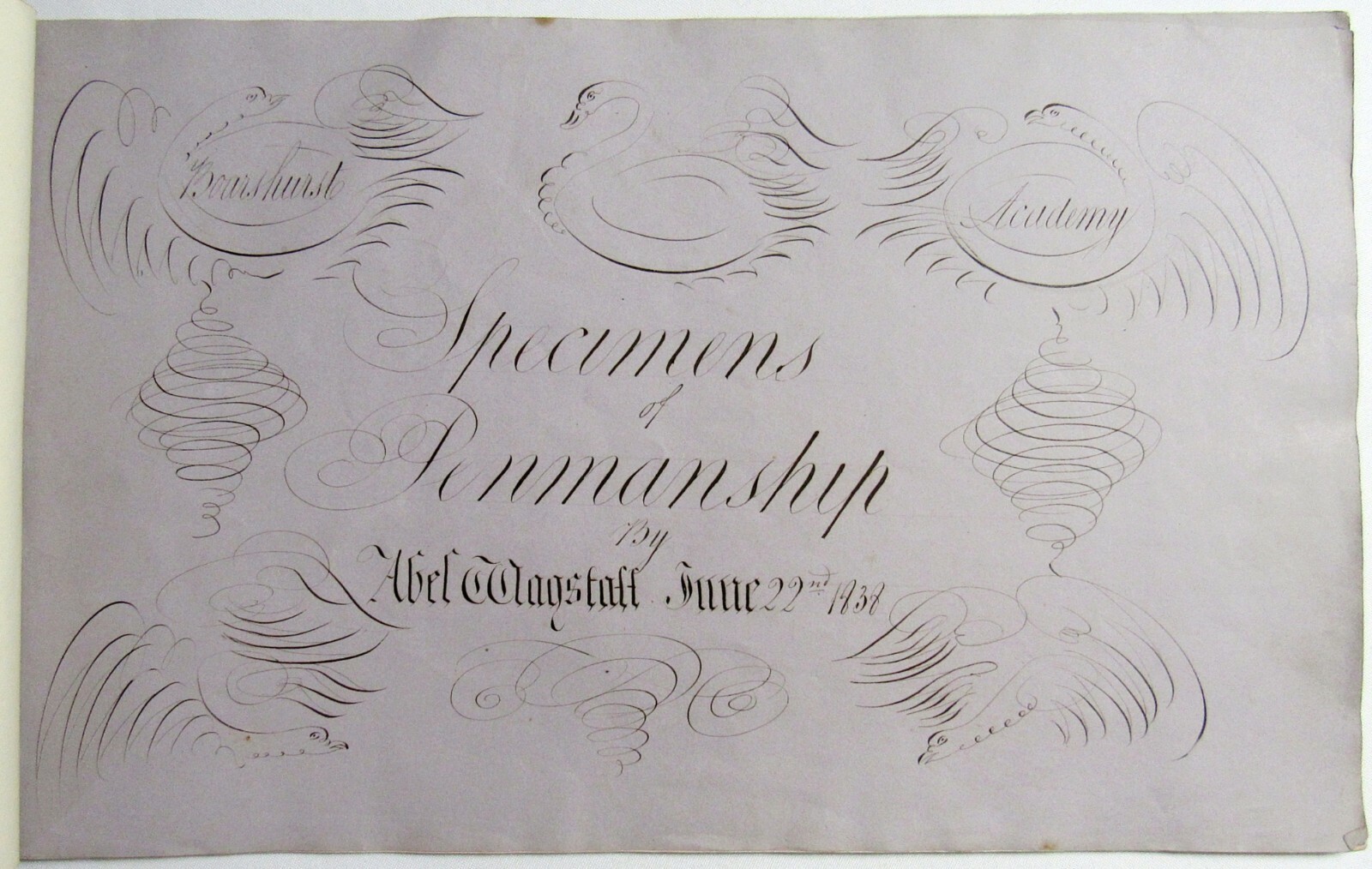 Antique 1838 HANDWRITTEN MANUSCRIPT Sketchbook FOLK ART Journal PENMANSHIP BOOK