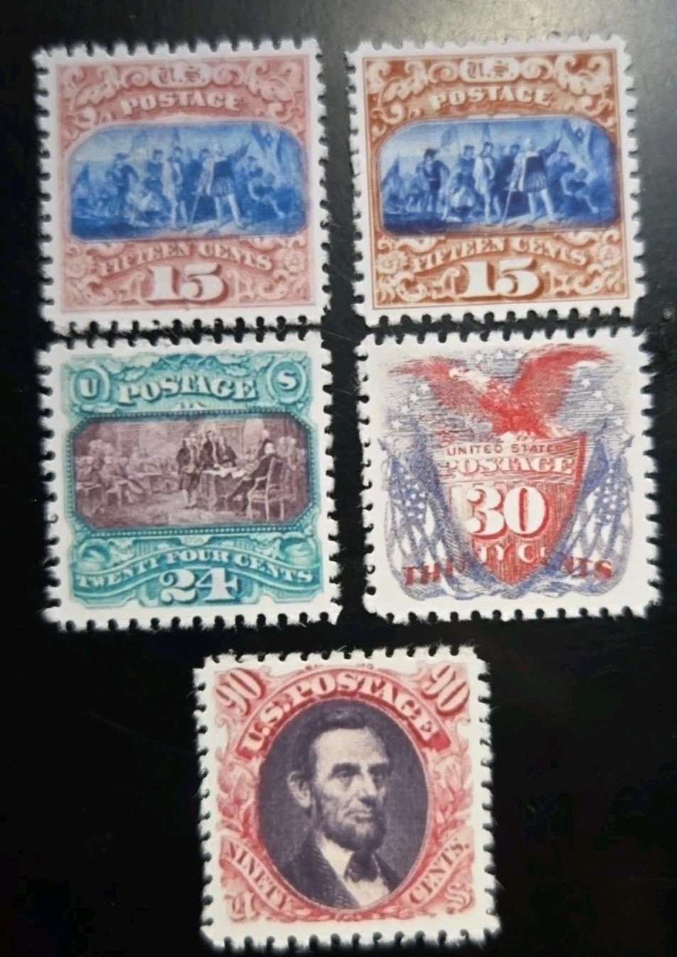 US Scott #118-122 1869 Pictorial Issue Stamp Replica High-Value Short Set
