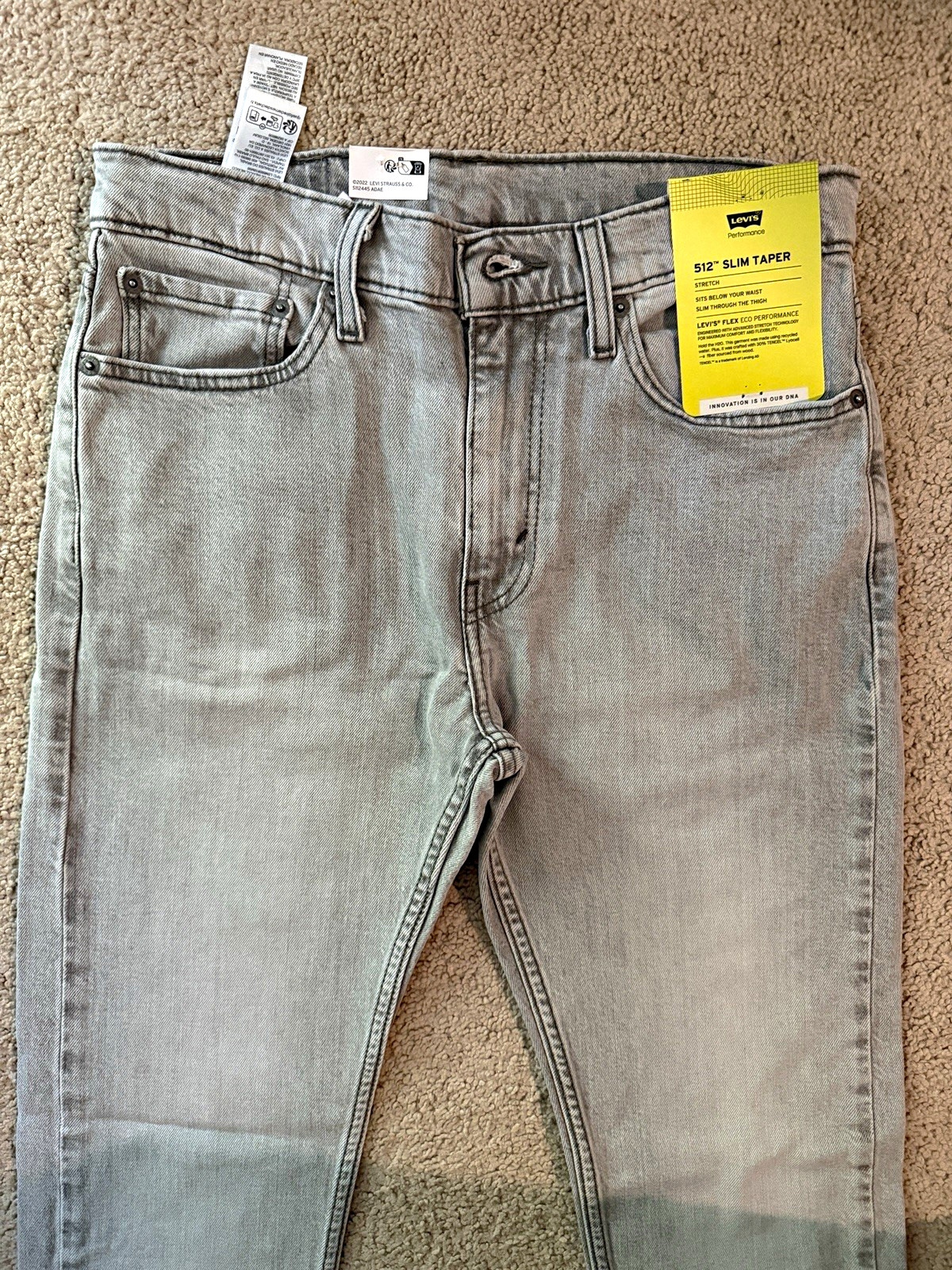 Levi\'s Men\'s Gray Slim Taper Low Rise Stretch Denim Jeans Performance 31x32 Levi\'s Men\'s Gray Slim Taper Low Rise Stretch Denim Jeans Performance 31x32