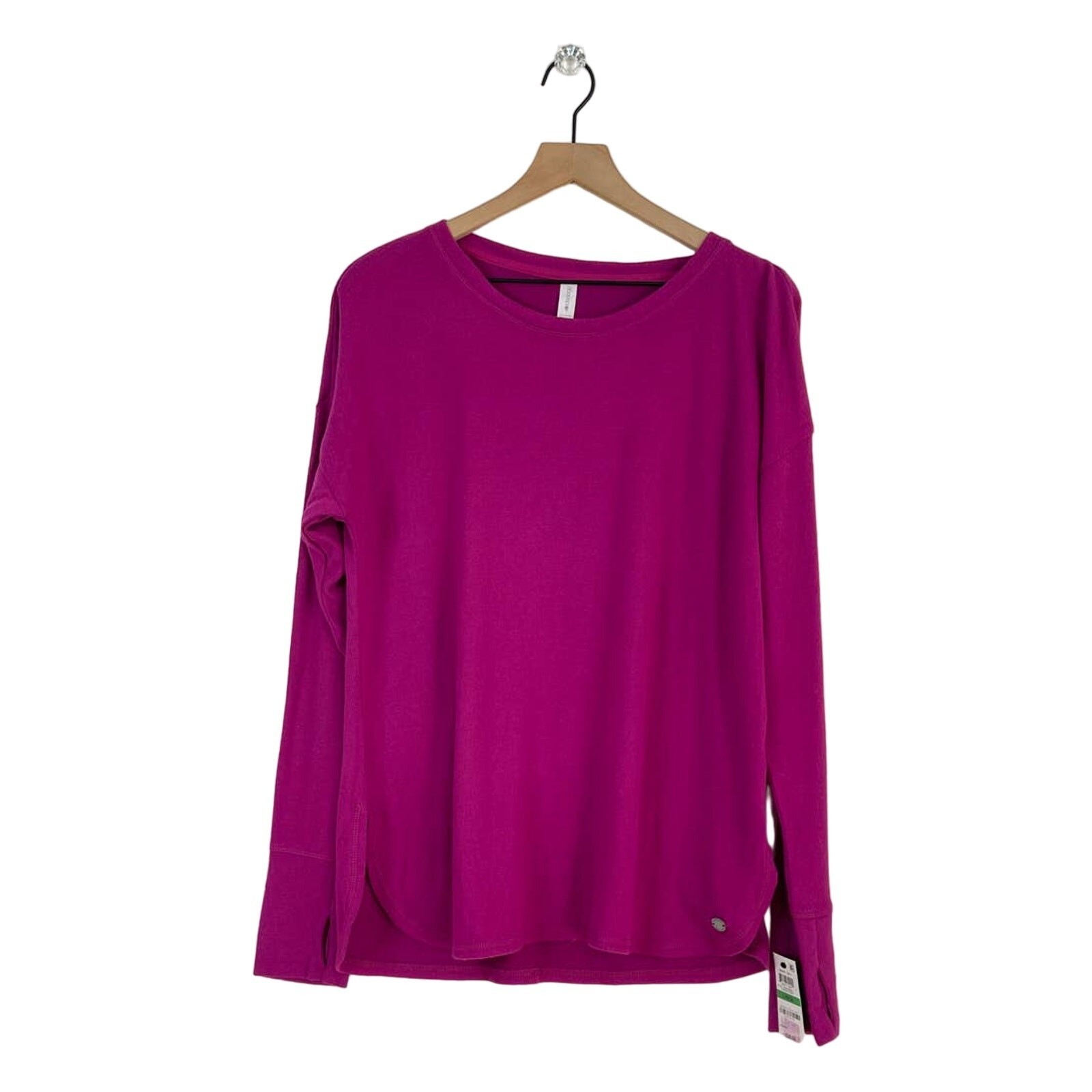 NEW Ideology Heathered Long Sleeve Top Passion Berry Pink Size Small Activewear