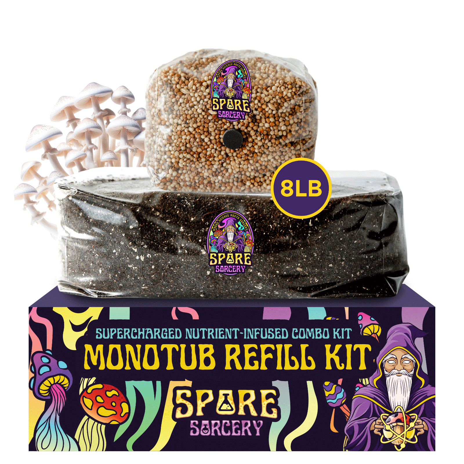 8 LB Monotub Refill Kit | Incl: 3 LB Sterilized Milo Grain Spawn & 5 LB CVG Sub 8 LB Monotub Refill Kit | Incl: 3 LB Sterilized Milo Grain Spawn & 5 LB CVG Sub