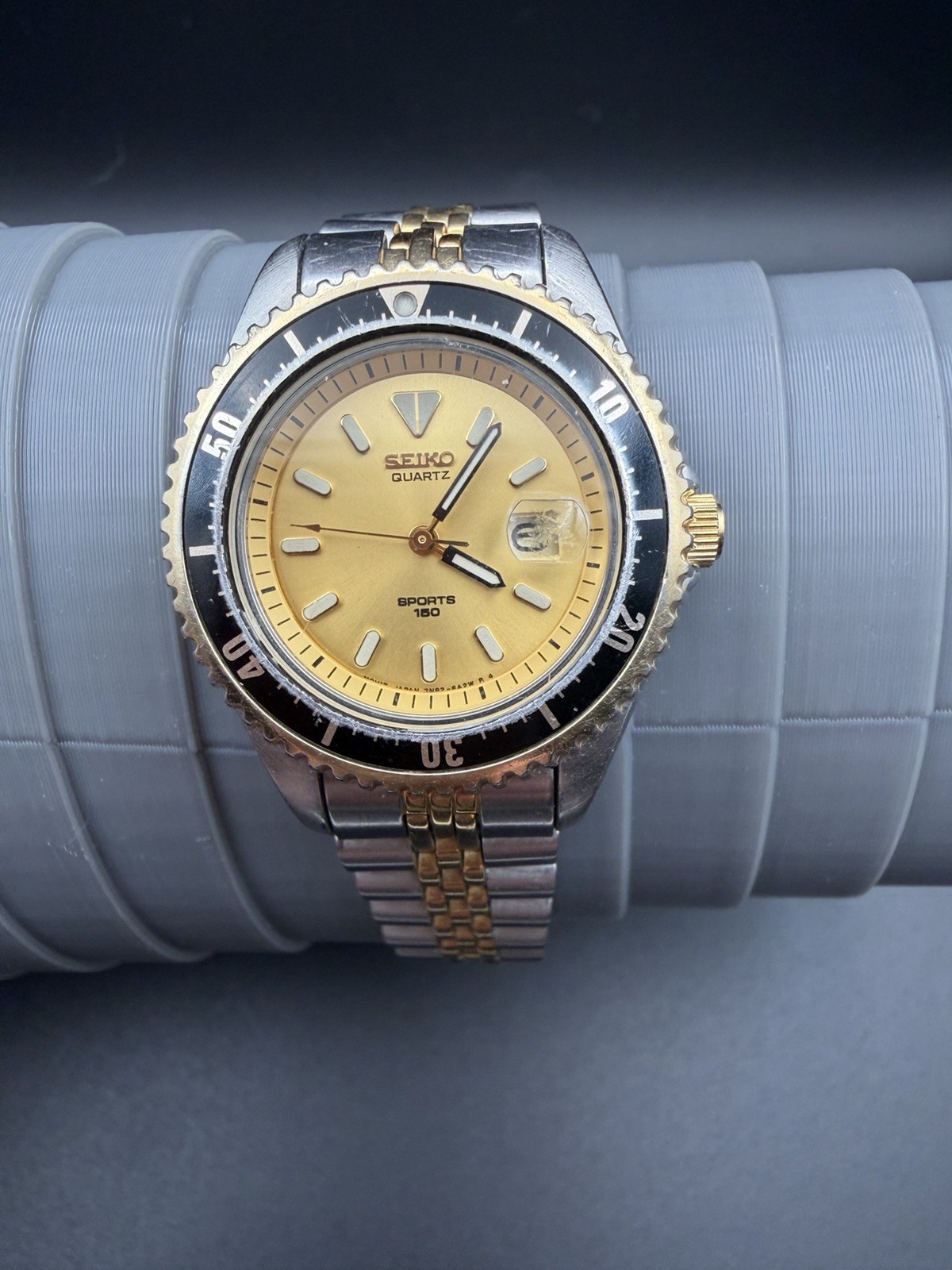 Vintage 1991 Seiko Sports 150 7N82-6A20 Ladies Diver 30mm Two Tone Quartz