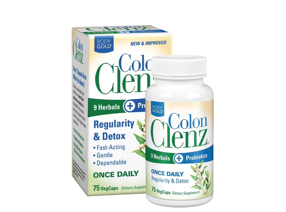 Body Gold Colon Clenz Regularity & Detox Formula | Once 75 Count Pack of 1