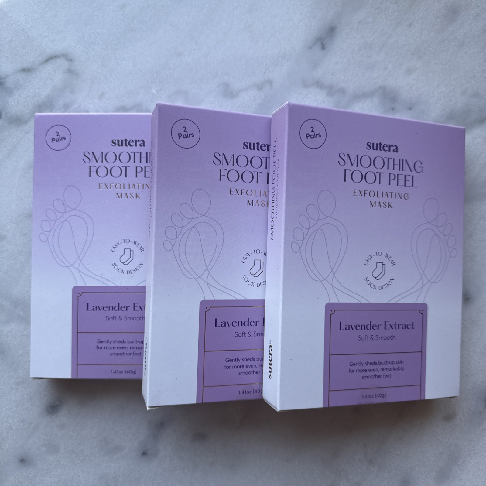 Sutera SMOOTHING FOOT PEEL- EXP:12/21. Lavender Extract PACK OF 3(6 MASK)