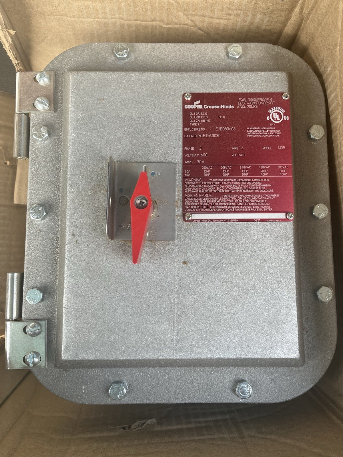 Crouse Hinds EATON CORPORATION EIDA3030 / EIDA3030 NOS Crouse Hinds EATON CORPORATION EIDA3030 / EIDA3030 NOS