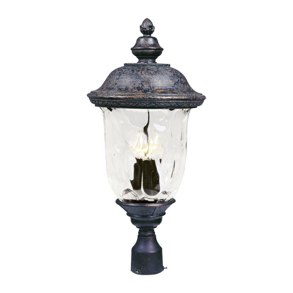 Carriage House VX-Three Light Outdoor Pole/Post Lan in Early American style made