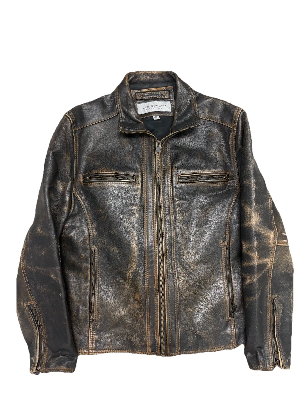 Vintage Andrew Marc Leather Bomber Motorcycle Jacket Medium
