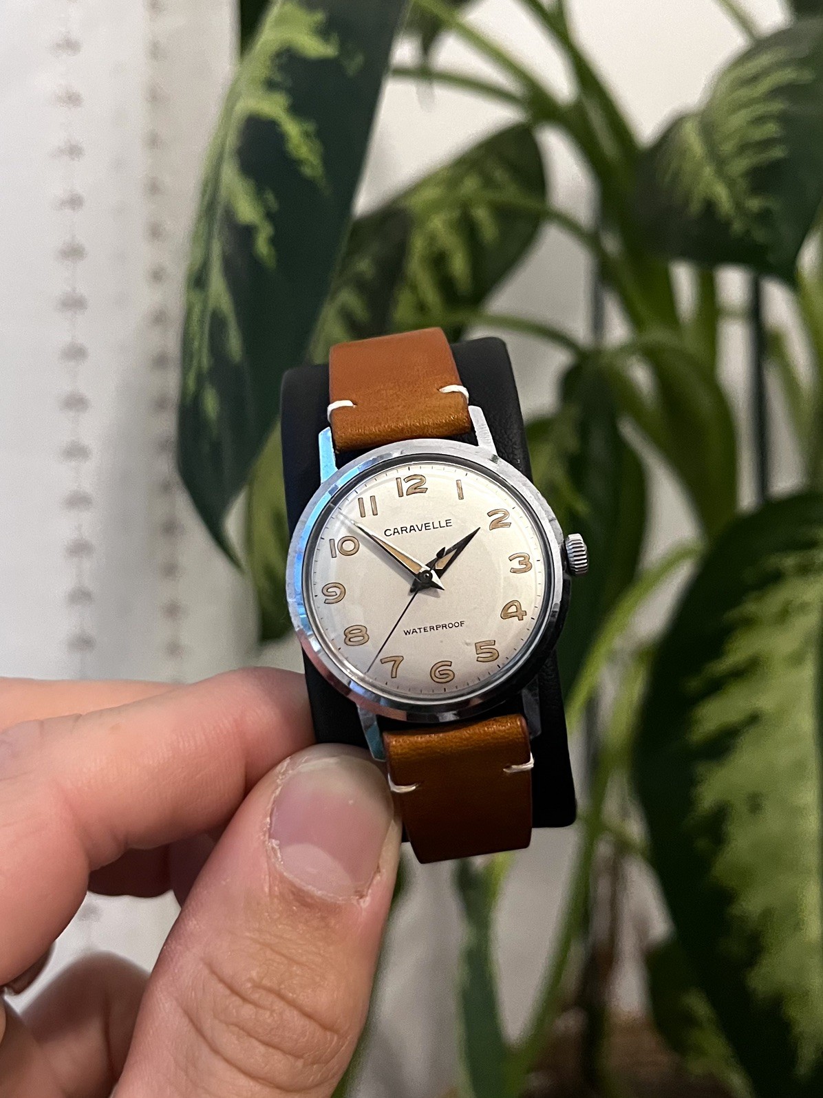 [ CARAVELLE ] Vintage Cream Dial Manual Wind Watch w/ Exhibition Back