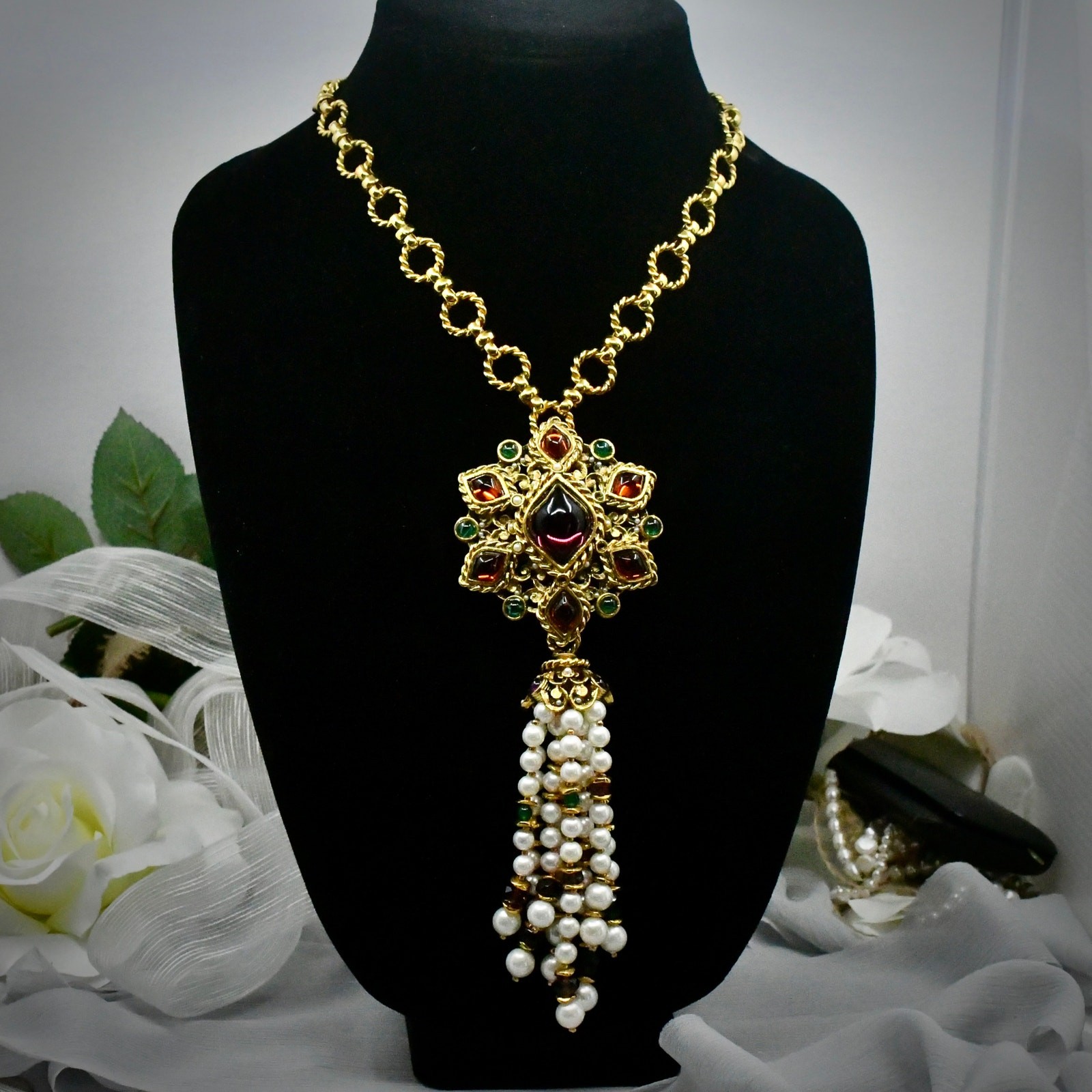 Vintage Jose Maria Barrera 200g Runway Brooch Pendant Necklace Pearl Cabochon Vintage Jose Maria Barrera 200g Runway Brooch Pendant Necklace Pearl Cabochon