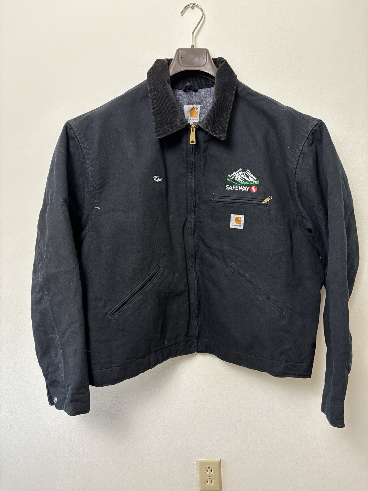 Carhartt Detroit Jacket Mens 2XL Black Canvas Coat J001 Union USA VTG Blanket