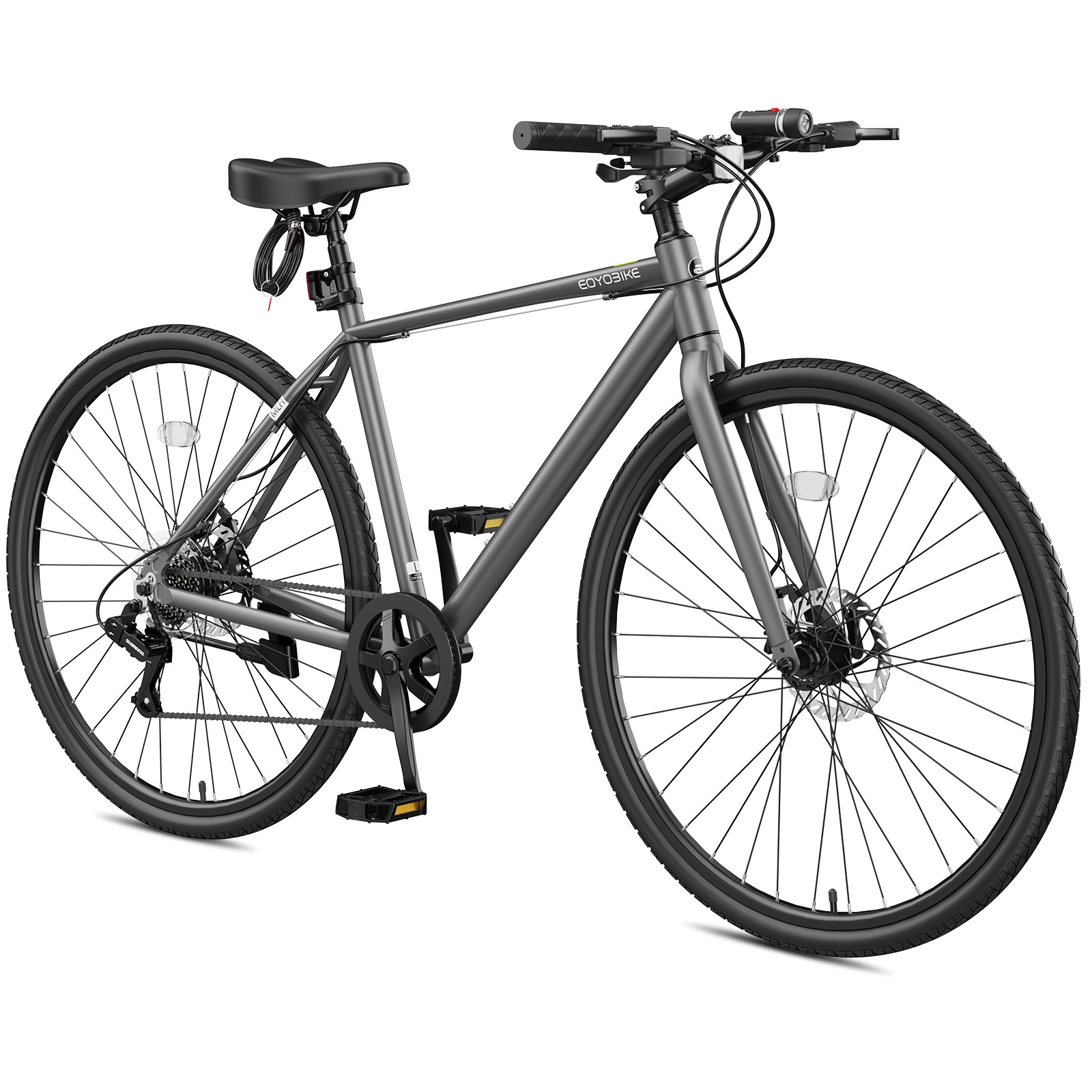 EOYOBIKE 700C Hybrid Bike – Adult Commuter & Fitness Bike 7-speed Road Bicycle