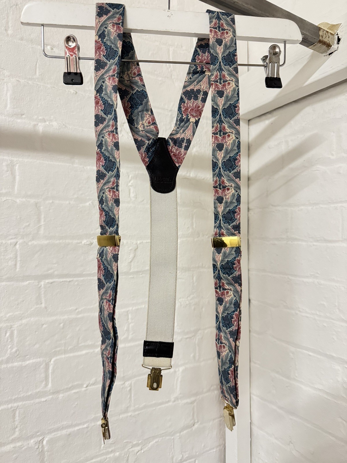 Vintage Liberty of London Suspenders Braces - William Morris Lodden Print