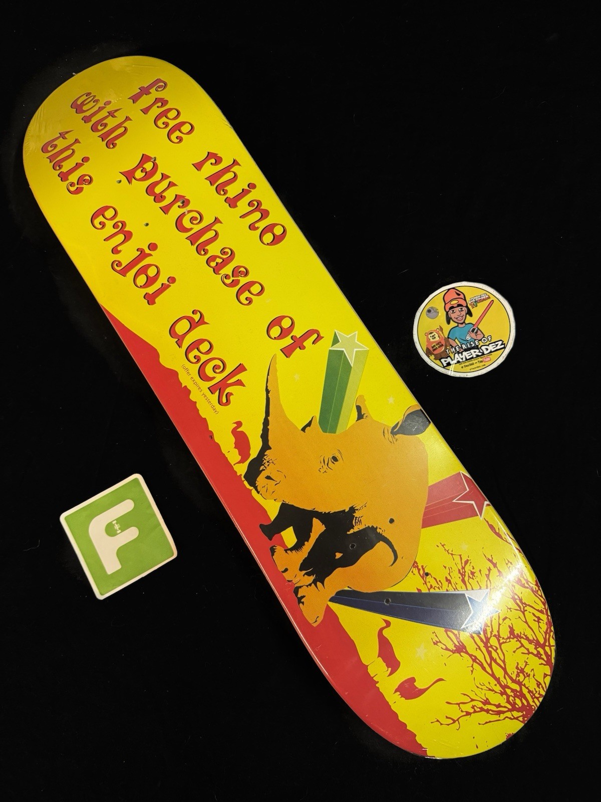 RARE Enjoi Free Rhino Skateboard Deck In Shrink Rodney Mullen In Shrink Vintage RARE Enjoi Free Rhino Skateboard Deck In Shrink Rodney Mullen In Shrink Vintage