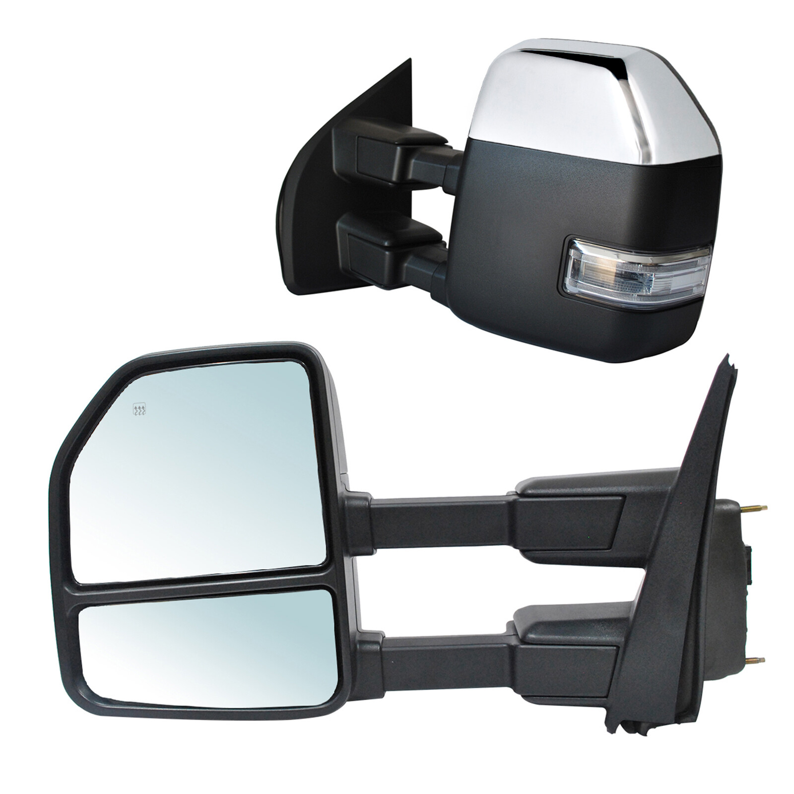 Pair Towing Mirrors For 17-20 Ford F-250 F350 Power Heated Chrome Cap LH RH Side Pair Towing Mirrors For 17-20 Ford F-250 F350 Power Heated Chrome Cap LH RH Side