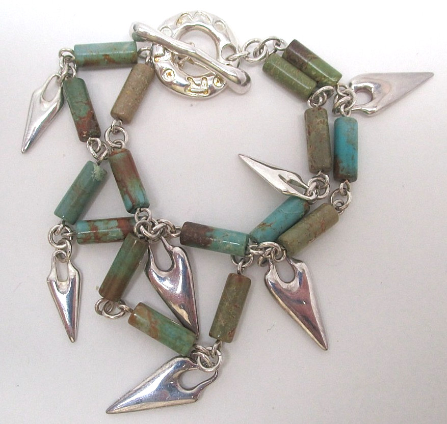 Vintage Robert Lee Morris RLM Turqouise Sterling Silver Spike Toggle Bracelet