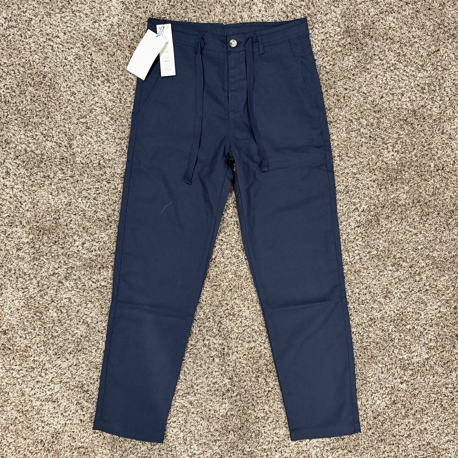 Zara Navy Blue Twill Chino With Drawstring Linen Mens / Brand New Men’s Size: L Zara Navy Blue Twill Chino With Drawstring Linen Mens / Brand New Men’s Size: L