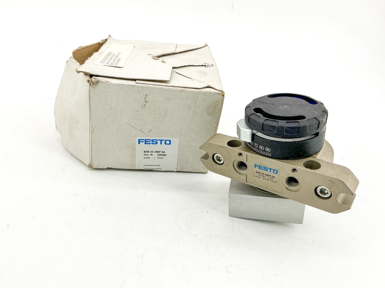 New Festo DSR-25-180P-SA Semi-Rotary Drive 116PSI 8Bar 154387 New Festo DSR-25-180P-SA Semi-Rotary Drive 116PSI 8Bar 154387