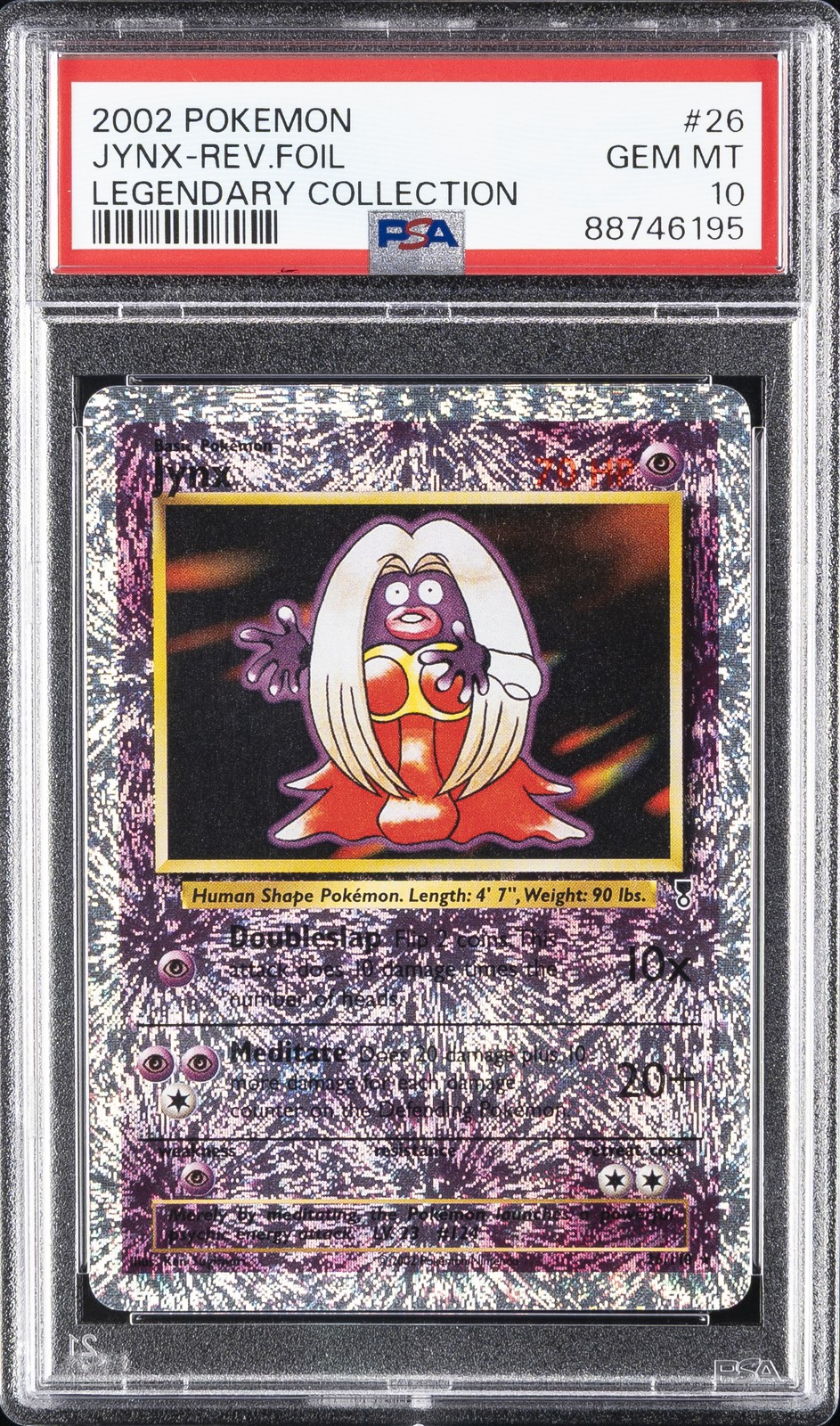 2002 POKEMON LEGENDARY COLLECTION #26 JYNX-REVERSE FOIL PSA 10