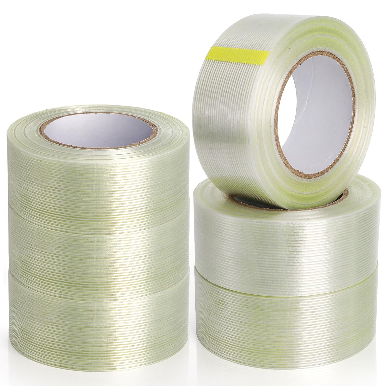 6 Rolls Filament Strapping Tape, 2'' X 60Yds X 5.5Mil Reinforced Fiberglass Tape