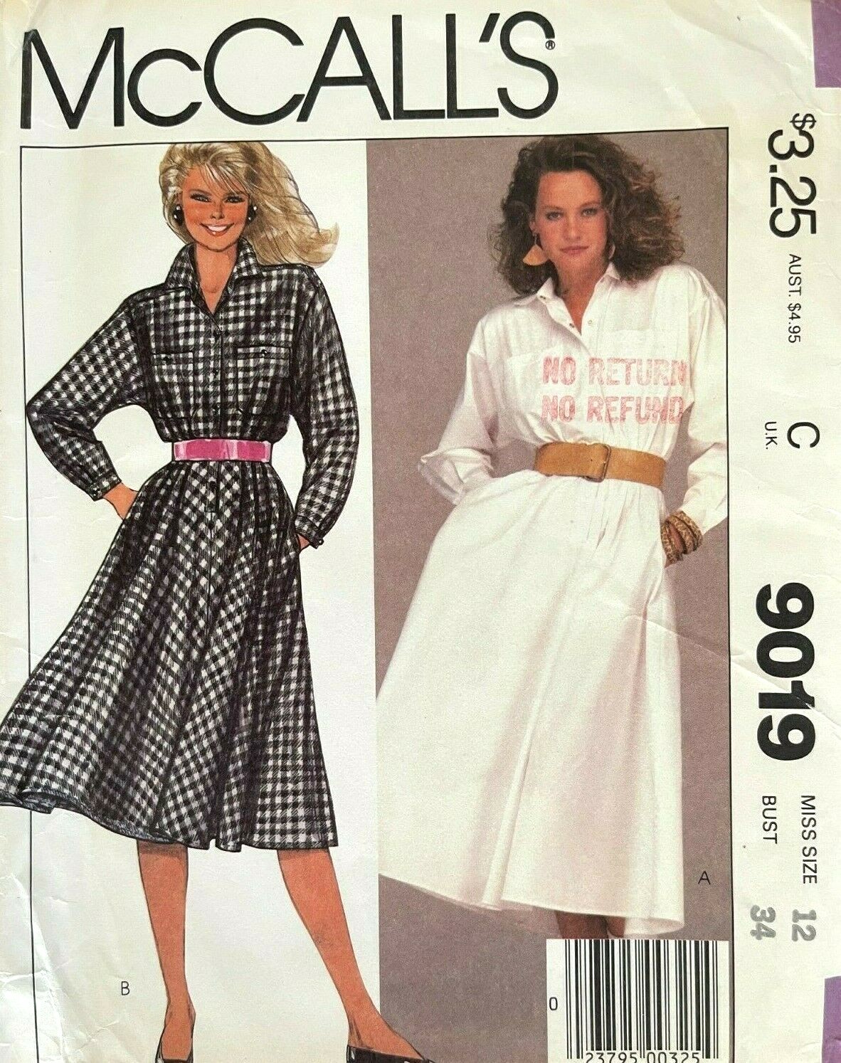 1980\'s VTG McCall\'s Misses\' Dress Pattern 9019 Size 12 UNCUT 1980\'s VTG McCall\'s Misses\' Dress Pattern 9019 Size 12 UNCUT