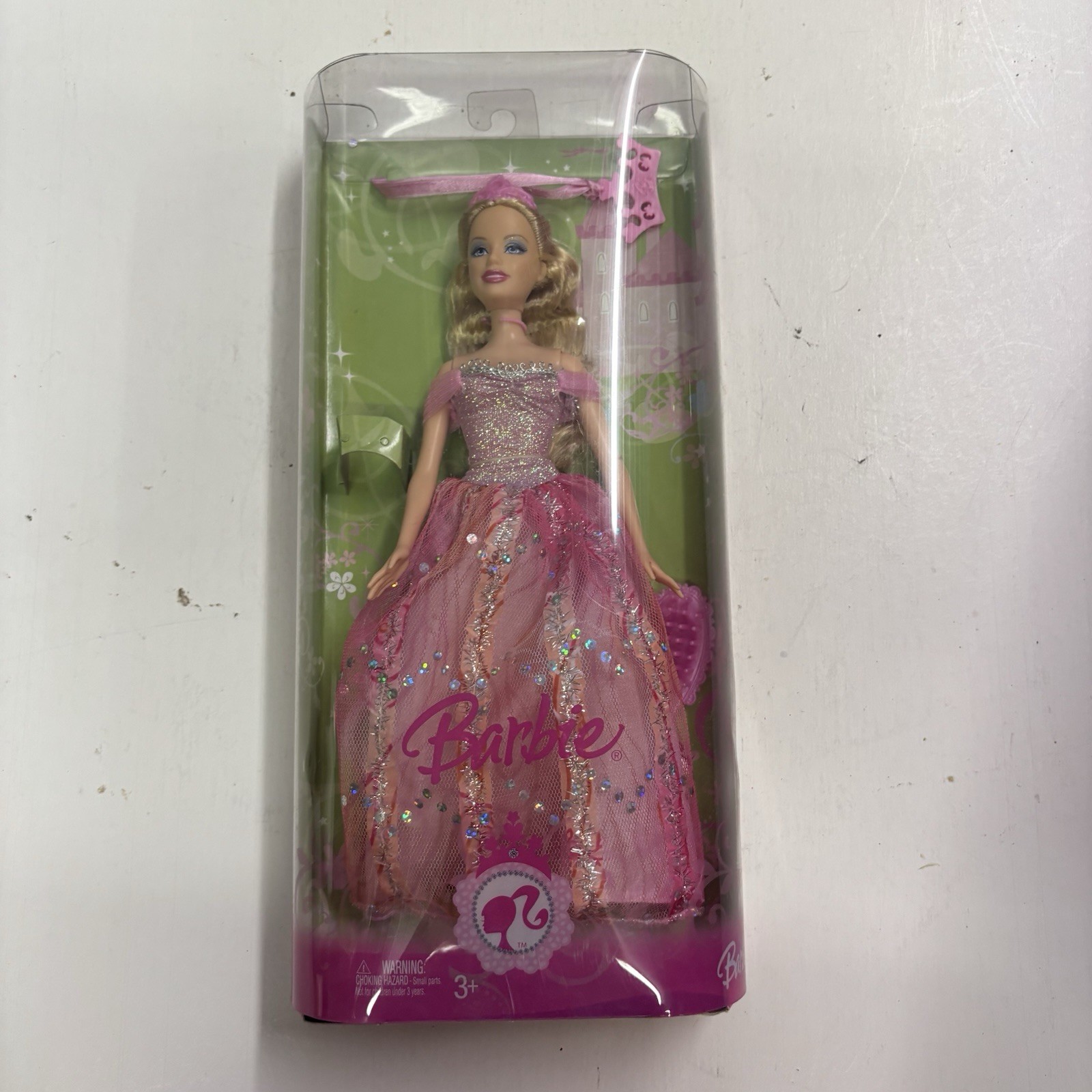 Mattel Barbie Princess Fashion Doll Blonde Wavy Hair Pink Gown 11.5in M4980