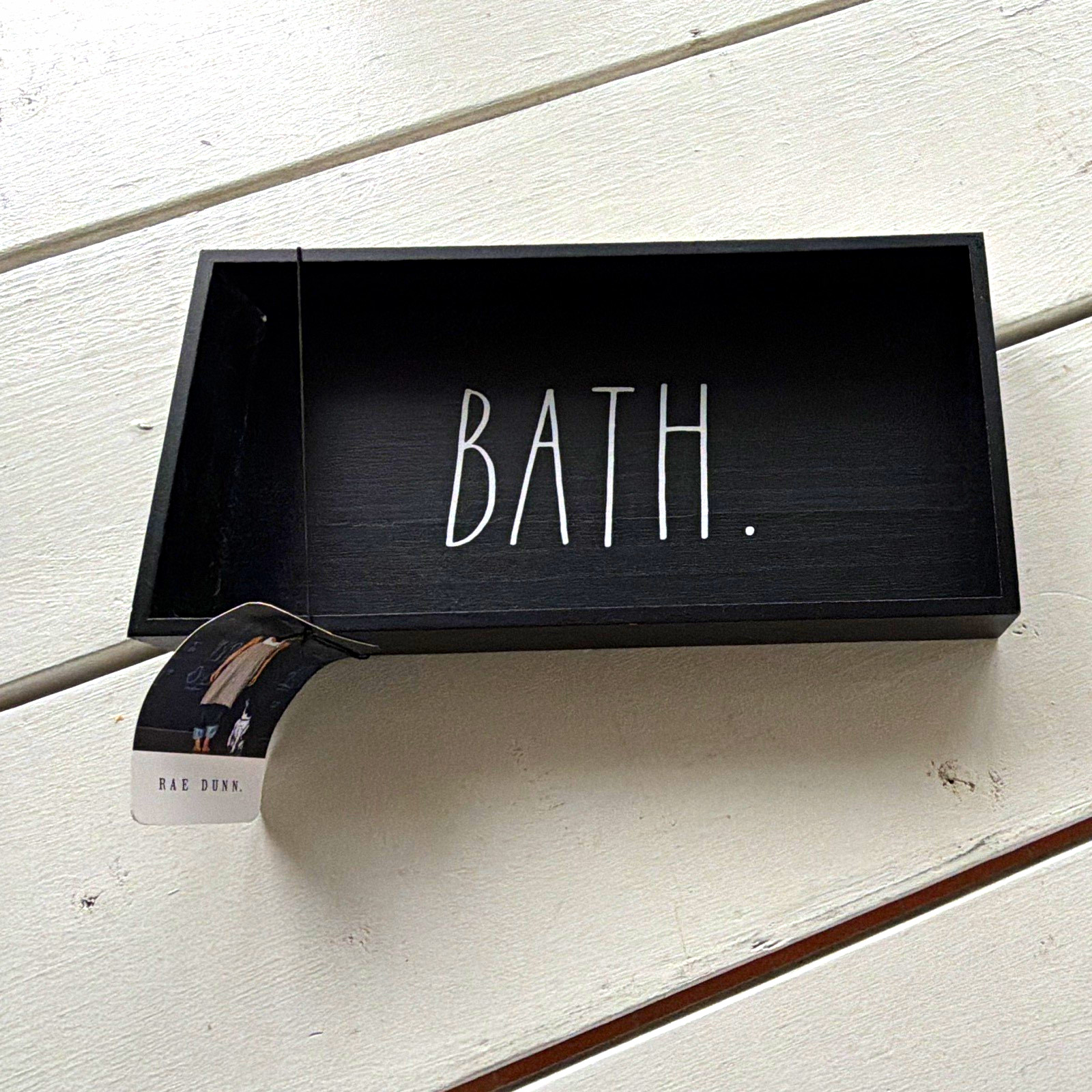 Rae Dunn BATH Black Painted Wood Rectangle Tray 3\ Rae Dunn BATH Black Painted Wood Rectangle Tray 3\
