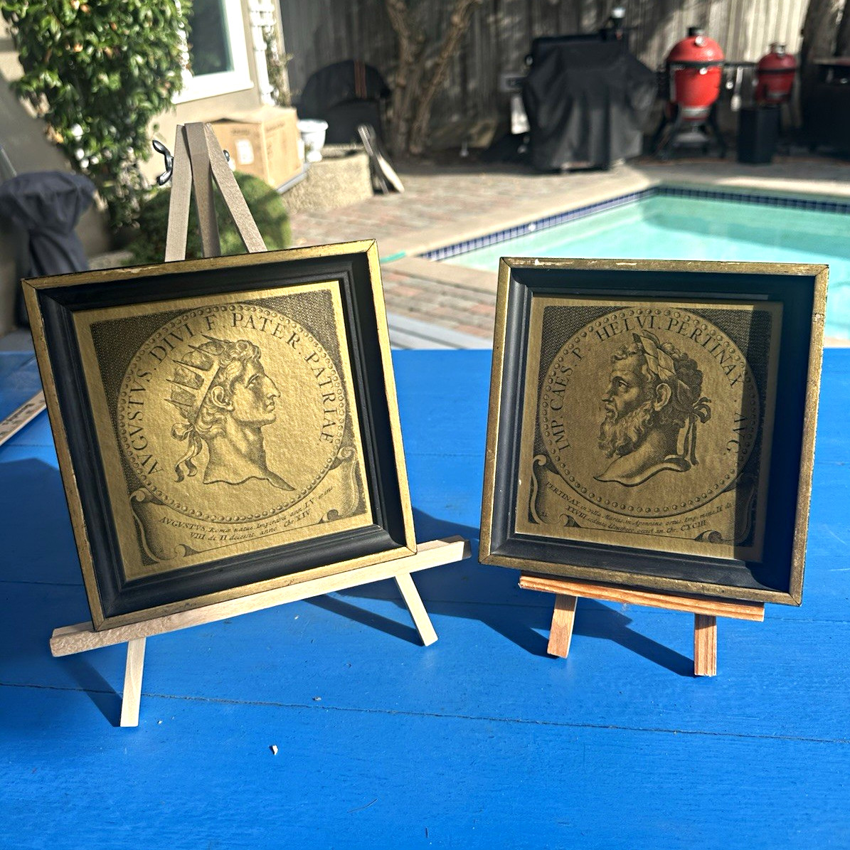 Vintage Pair Vintage Framed Roman Emperor