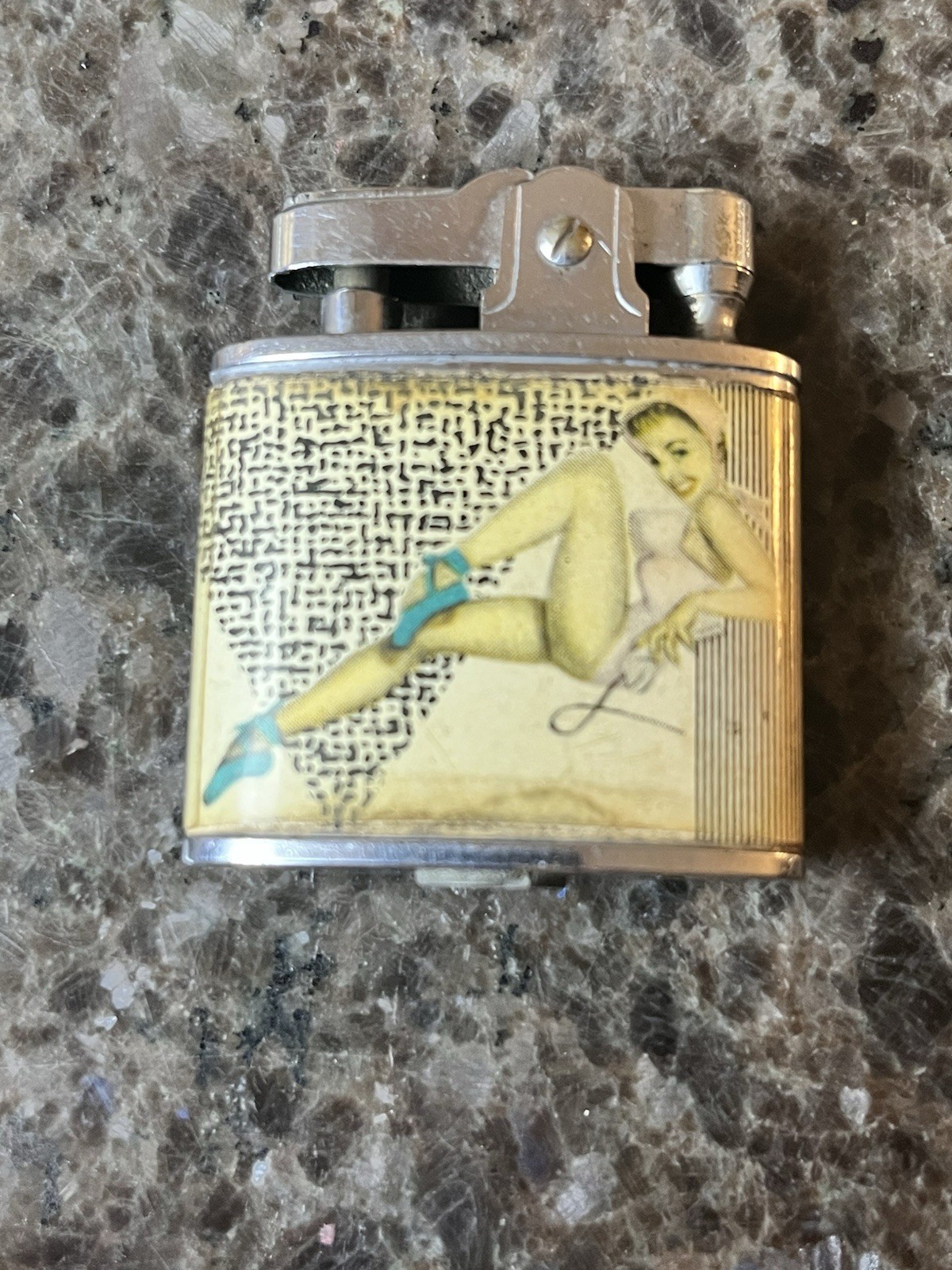 Nice Vintage AUER 1950’s Lighter PIN UP BURLESQUE BIKINI MODEL BAD LADY Japan