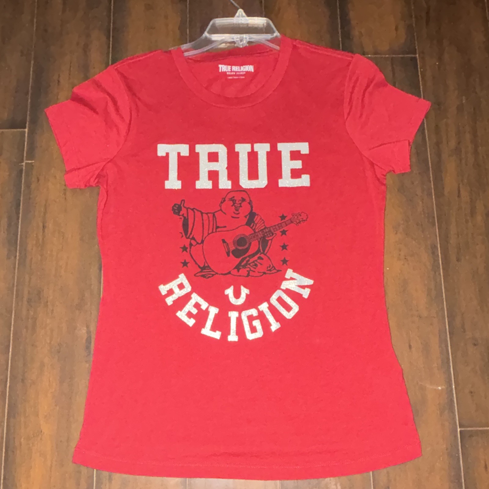 True Religion Women’s Red Logo Graphic Print Crew Neck Short Sleeve T-Shirt L