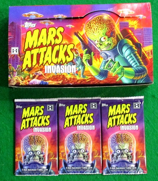 2013 Topps Mars Attacks INVASION -3 SEALED HOBBY PACKS PLUS EMPTY DISPLAY BOX 2013 Topps Mars Attacks INVASION -3 SEALED HOBBY PACKS PLUS EMPTY DISPLAY BOX